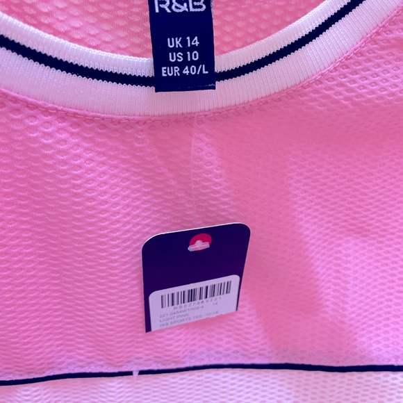 R&B sports mesh transparent top in pleasing light pink colour, size UK 14 - Picture 4 of 5